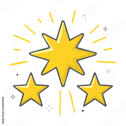 Three yellow stars with sparkles