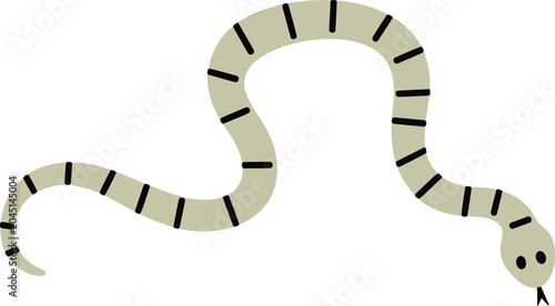 Принти на полотні Cartoon illustration of a light green snake with black segmented stripes and bla