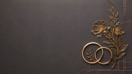 Luxury Mother's Day Background with Gold Foil Interlocking Circles and Botanical Art on Matte Warm Grey Paper