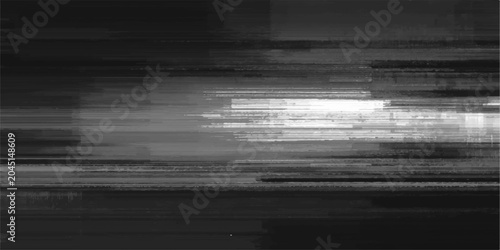 Foto Digital glitch art creates a distorted, abstract visual effect with a dynamic interplay of light and dark horizontal and vertical lines, conveying a sense of technological disruption