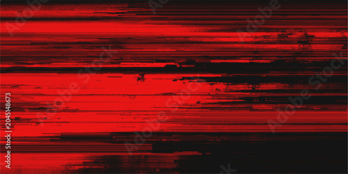 Bild auf Leinwand Abstract glitch art with red and black horizontal stripes, creating a dynamic and distorted visual effect, evoking a sense of digital disruption