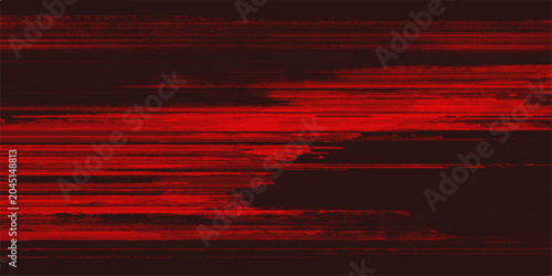 Fotografia Red and black digital glitch effect, abstract background with horizontal lines and noise, representing data corruption or transmission errors