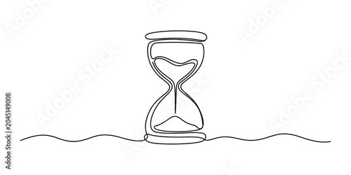 Continuous single line drawing of an hourglass representing the concept of passing time and deadlines in a simple minimalist style for business design Vector, illustration