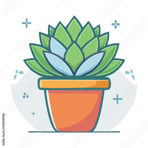 Flat design succulent plant in orange pot