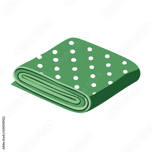 Green fabric with white polka dots, flat design