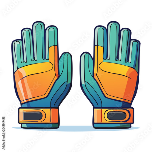 Pair of colorful sports gloves on white background