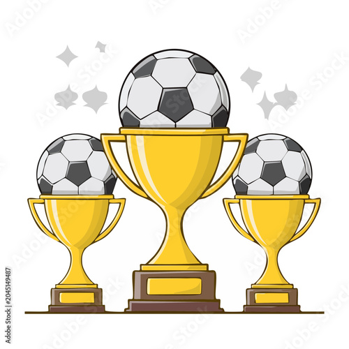 Soccer trophies with soccer balls