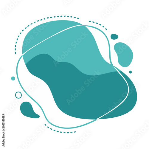 Teal abstract organic fluid shape with dotted lines