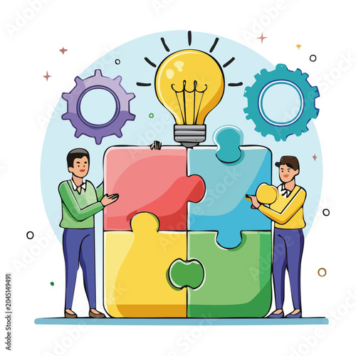 Teamwork and Idea Generation with Puzzle and Light Bulb