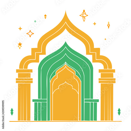 Stylized Islamic archway with ornamental elements
