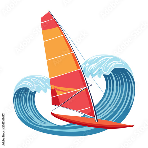 Windsurfing on a wave