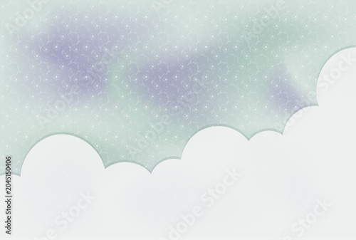 Dreamy Floral Patterned Background Design with Soft Scalloped Edge Border and Blank White Space