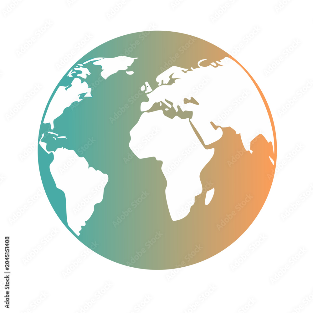 Fototapeta premium Flat design Earth globe with gradient background