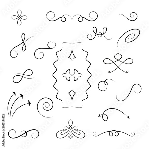 Hand drawn elegant  text dividers, set vector design elements, PNG  available