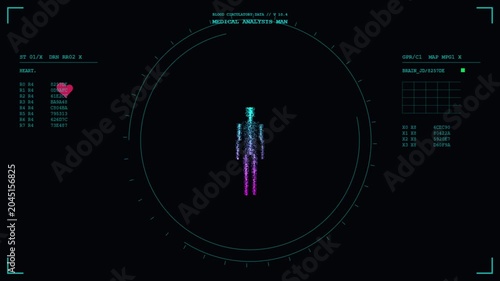 Medical Analysis Human Body Scan Futuristic HUD Interfac
