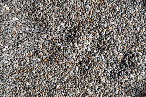 Bild auf Leinwand Dried chia seeds with a high content of dietary fiber, vitamins, minerals, prote