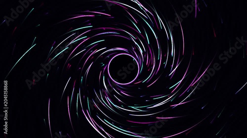 neon glowing spiral black hole vortex abstract dark background