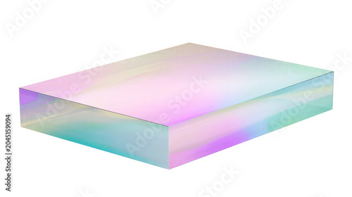 Iridescent rectangular prism isolated on transparent background PNG