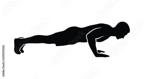 Billede på lærred Human Silhouette In Push up Position Black On White Background