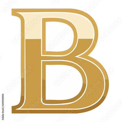 Golden Letter B with Beige and White Accents