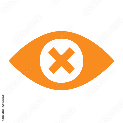 Orange eye icon with a white cross inside