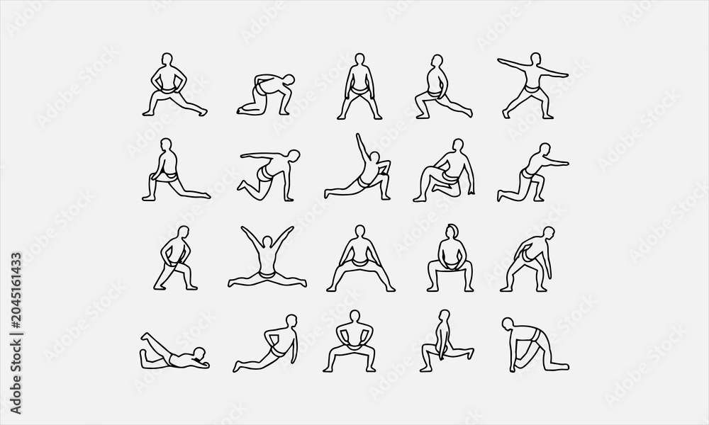 Naklejka premium Hips weight loss exercise poses vector illustration