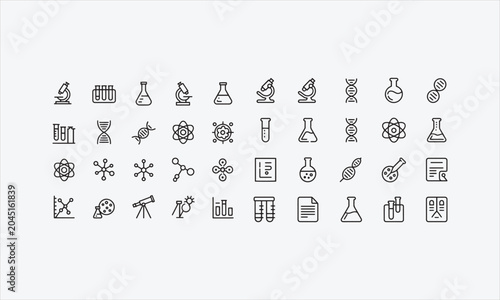Photos Science Research Vector Icon Set. vector illustration