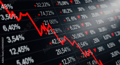Stock Market Crash Bear Market Investment Risk Financial Loss Recession Downturn Negative Trend Declining Rates and Falling Prices