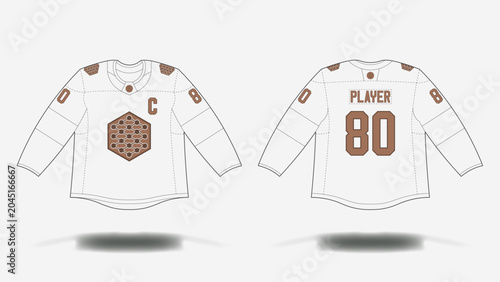 Photography Hockey Jersey Template - Regular Collar & Round Shoulders