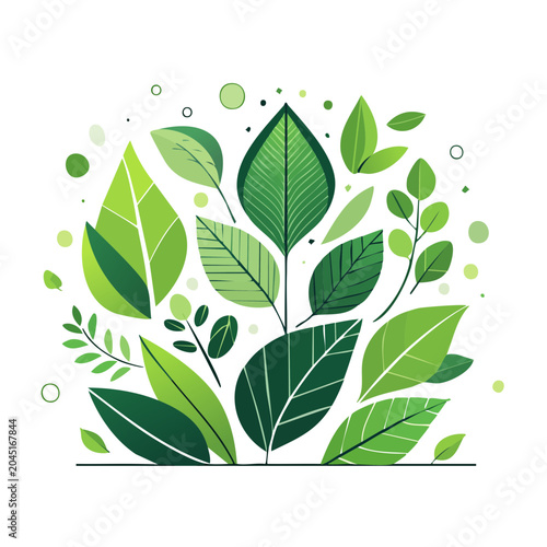 Green leaves pattern, flat design