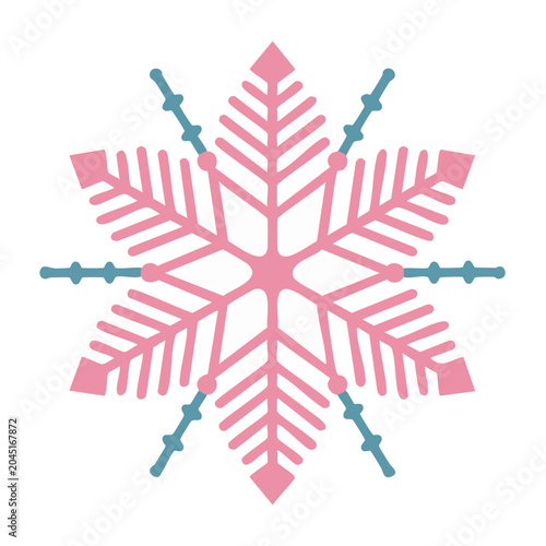 Pink and blue snowflake icon