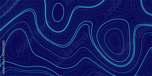 Foto Abstract topographic map background with cyan contour lines on dark blue, digital geographic terrain pattern vector