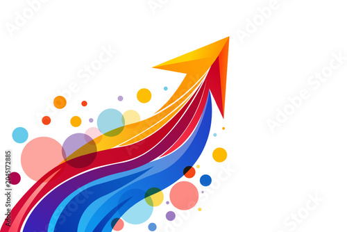 Colorful abstract arrow pointing up representing growth and success