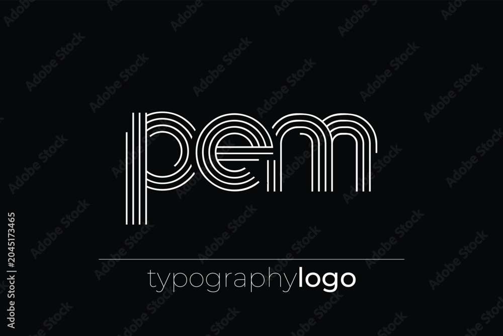 Obraz premium PEM modern geometric typography logo