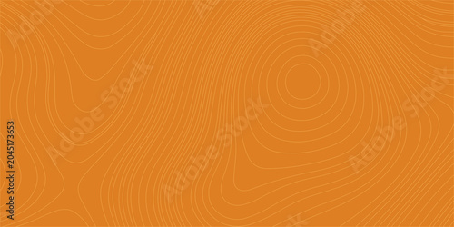 Photos Orange topographic map background with abstract wavy contour lines mimicking a minimal geographic terrain or wood grain