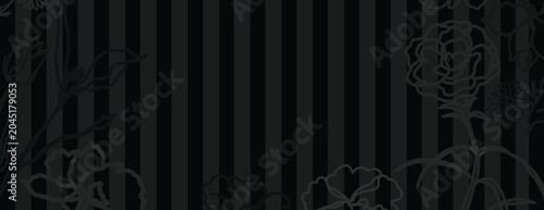 Φωτογραφία Dark striped background with subtle floral outlines, elegant and moody vector
