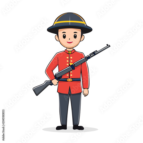 Cartoon soldier in uniform holding a rifle
