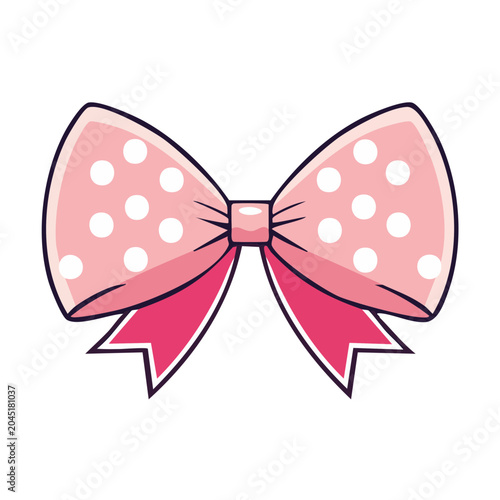 Pink polka dot bow illustration