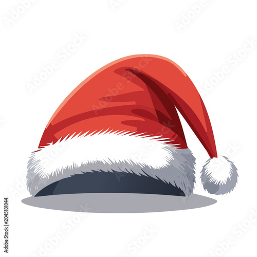 Red Santa Claus hat with white fur trim