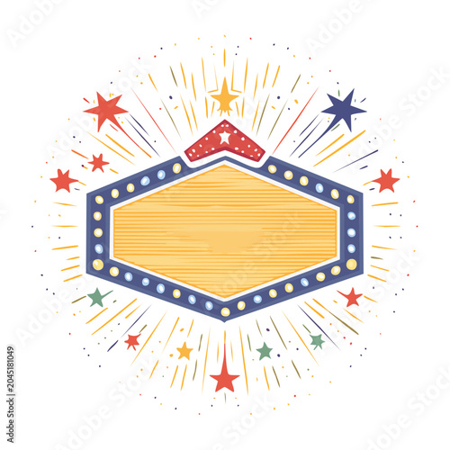Retro Marquee Sign with Starburst and Stars
