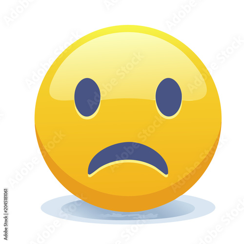 Sad yellow emoji face with blue eyes and mouth