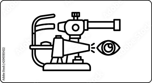 Ophthalmology Exam: Slit Lamp Microscope Inspecting Human Eye for Vision Health