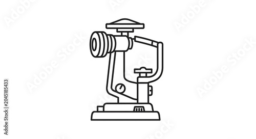 Ophthalmology Instrument, Slit Lamp Microscope for Eye Examination, Medical Equipment Line Art Icon