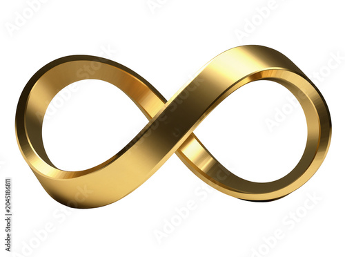 Fotografía Isolated shining golden infinity symbol in elegant 3D metallic rendering and lux
