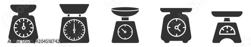 Foto set of kitchen scales icons vector illustration on transparent background