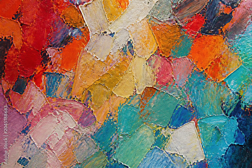 Obraz premium Abstract oil paint texture with colorful palette strokes