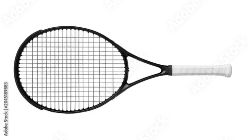 Konstfotografi Isolated black tennis racket with a clean white grip ready for serious play and