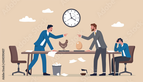 Cuadro en lienzo Business argument, conflict or disagreement, wasted meeting time arguing with no
