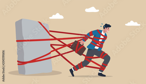 Fotografi Business difficulty or struggle with career obstacle, limitation a trap challeng