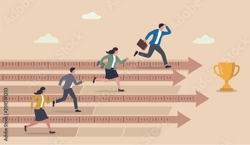 Obraz na plátně Business competition competitors increase victory performance compare other empl